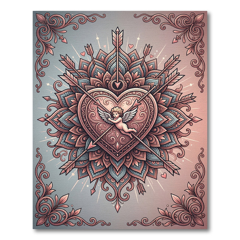 Cupid Heart Mandala Ornate Arrows Rug
