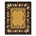 Earthy Feather Bordered Southwestern Area Rug