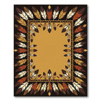 Earthy Feather Bordered Southwestern Area Rug