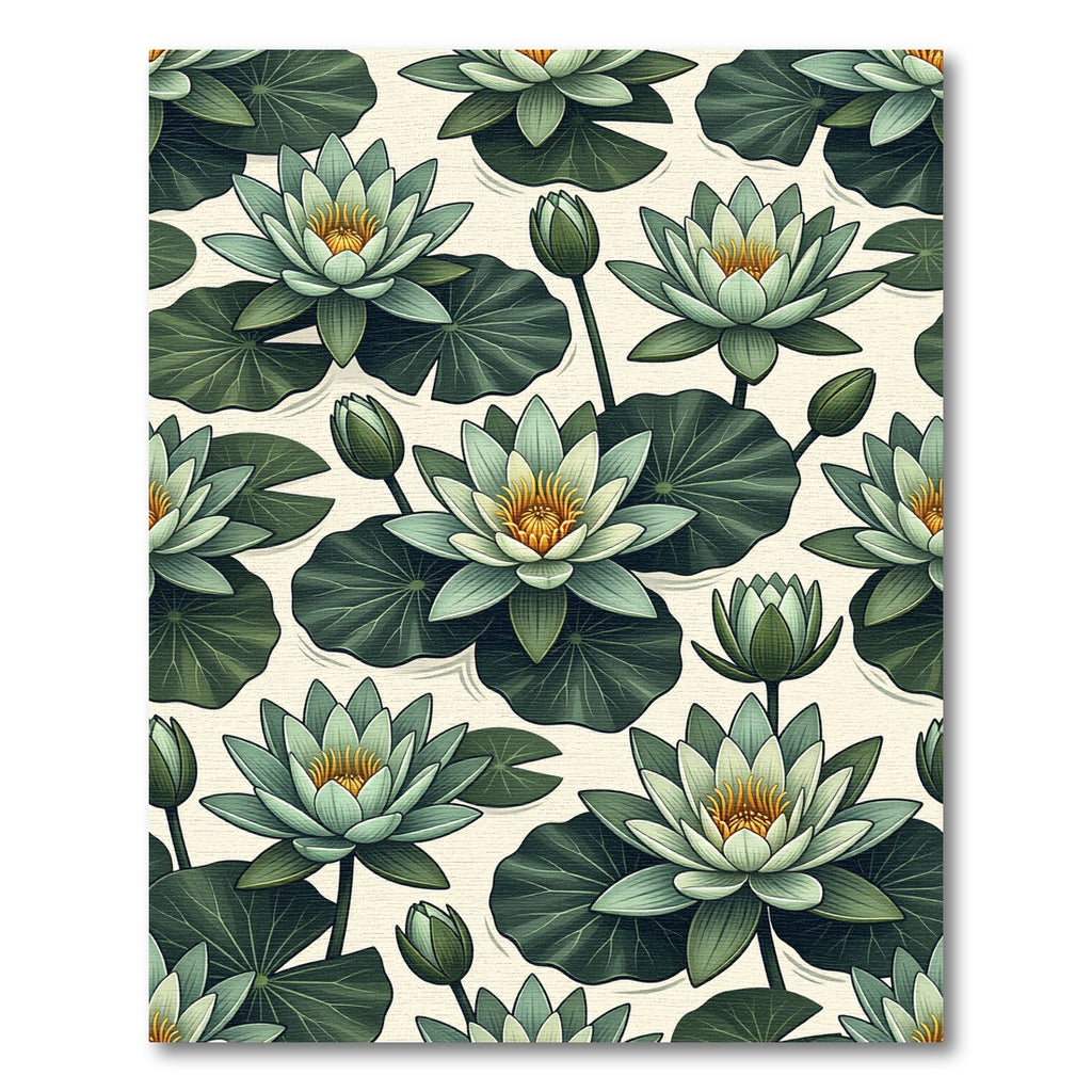Botanical Sage Water Lily Pond Rug