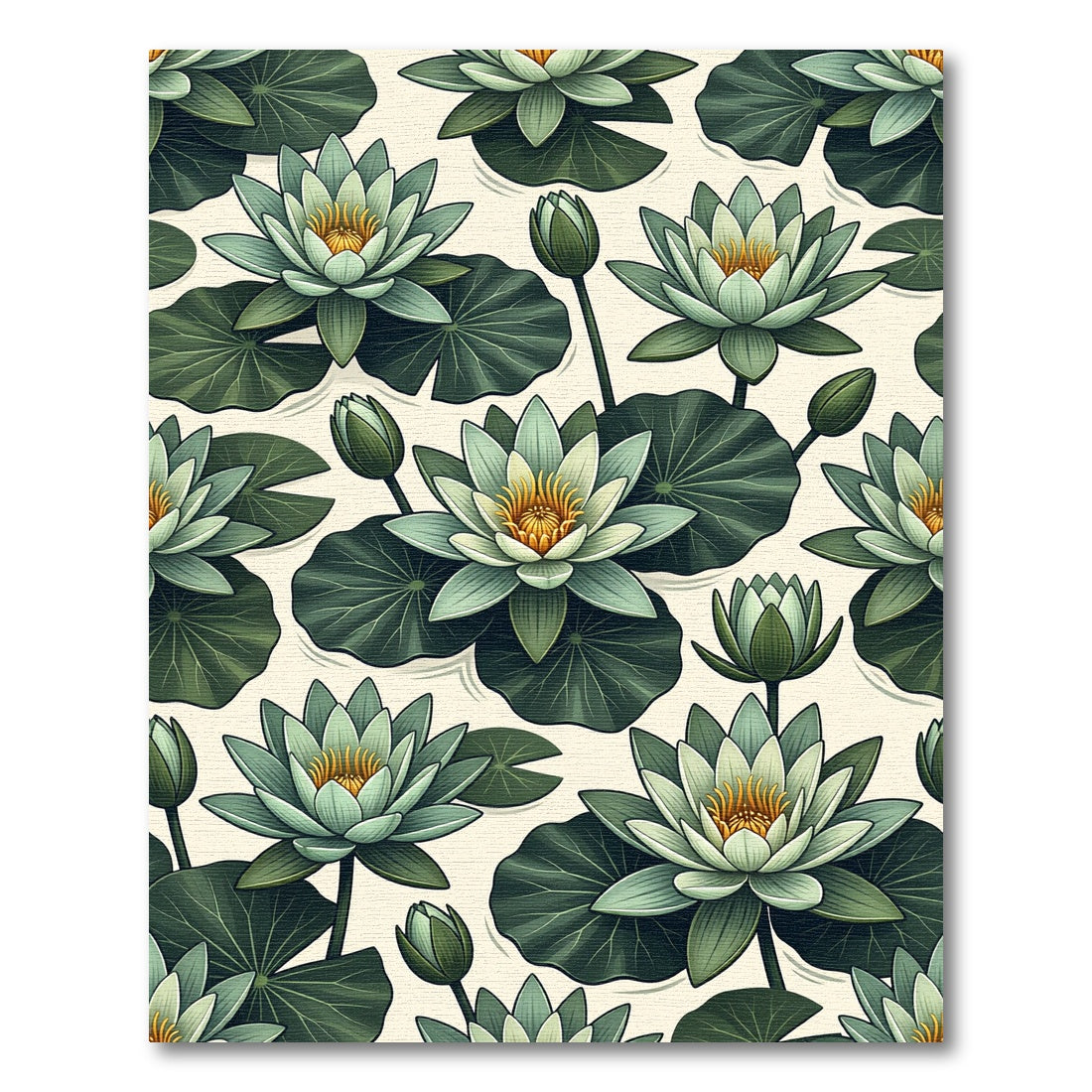 Botanical Sage Water Lily Pond Rug