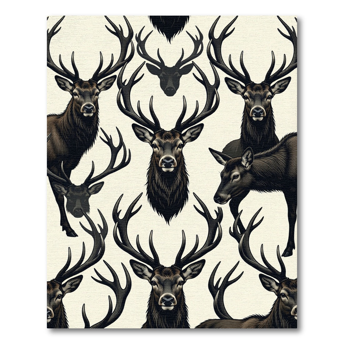 Majestic Stag Forest Creature Illustration Rug