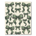 Sage Green Bow Ribbon Illustration Rug