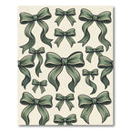 Sage Green Bow Ribbon Illustration Rug