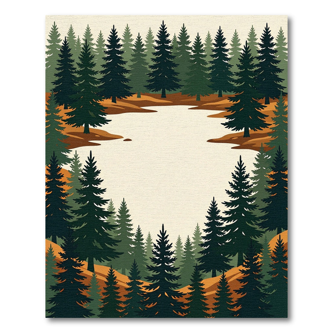 Earthy Forest Pine Woodland Landscape Rug