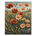 Orange Poppy Floral Meadow Field Rug