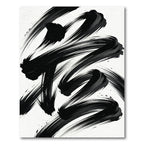Monochrome Gestural Ink Stroke Abstract Rug