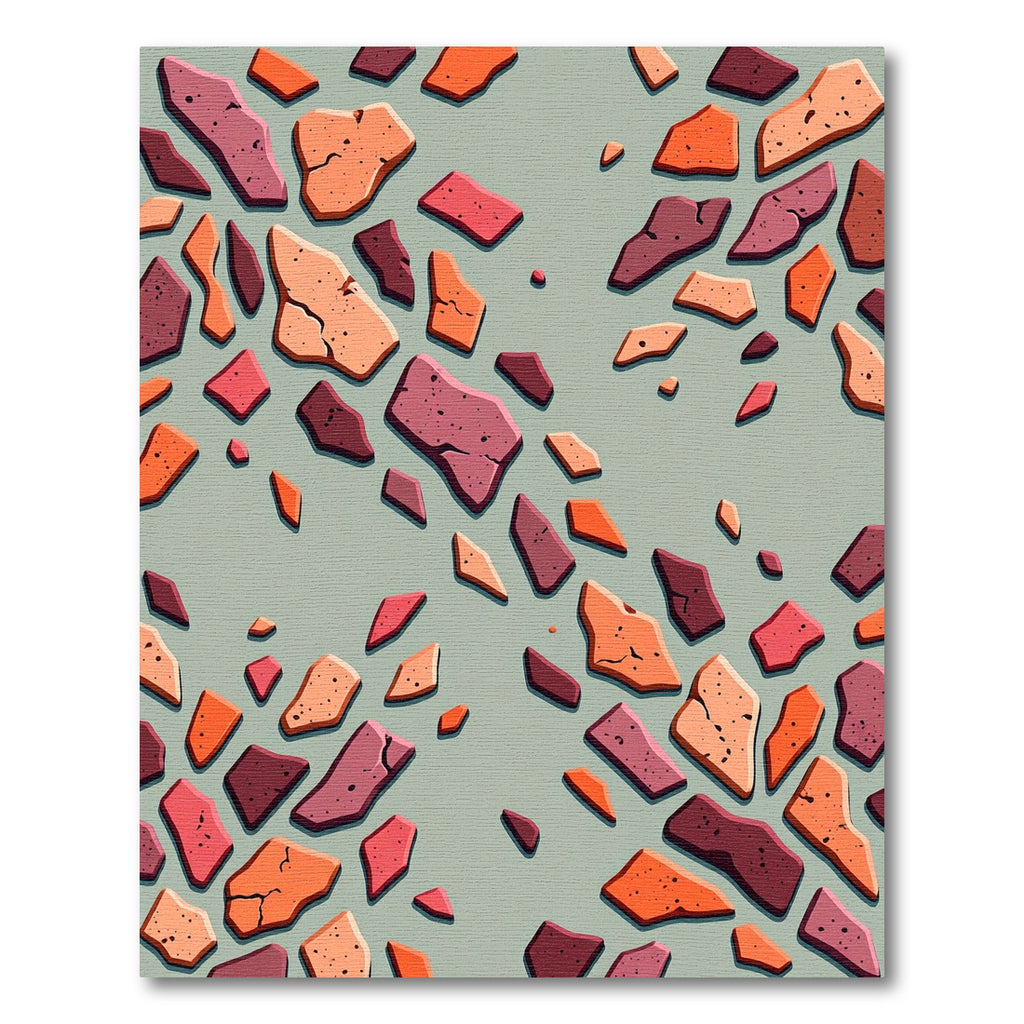Earthy Abstract Geometric Terrazzo Fragment Rug