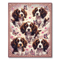 Whimsical Brown Puppy and Butterfly Garden Rug