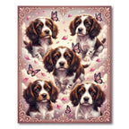 Whimsical Brown Puppy and Butterfly Garden Rug
