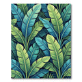 Lush Teal and Lime Tropical Foliage Rug