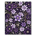 Elegant Purple Clematis Floral Trellis Rug