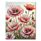 Blushing Pastel Poppies Botanical Art Rug
