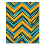 Modern Ochre and Teal Chevron Zigzag Rug