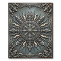 Ornate Silver Medallion Slate Sunburst Rug