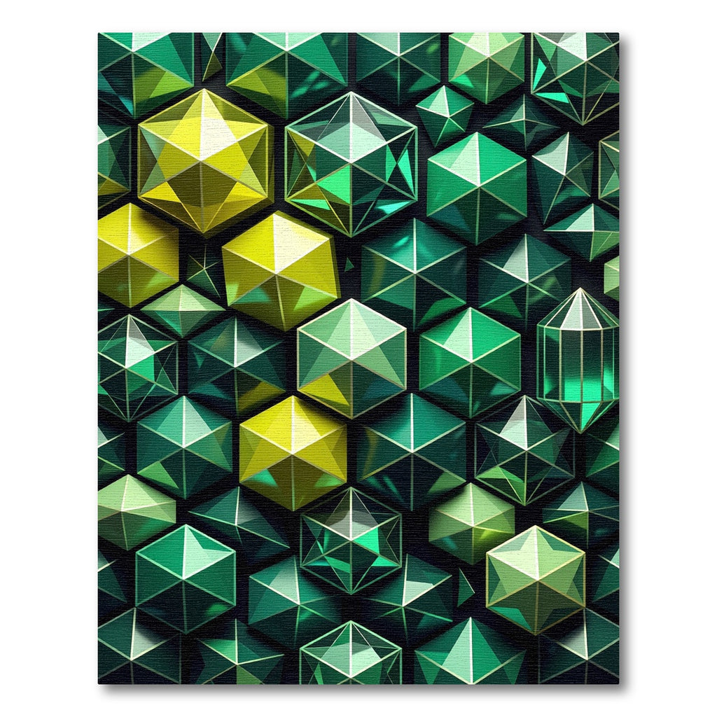 Emerald Yellow Geometric Facets Rug