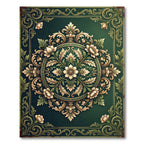 Ornate Emerald Floral Medallion Rug