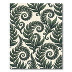 Dark Green Leafy Swirl Composition Rug