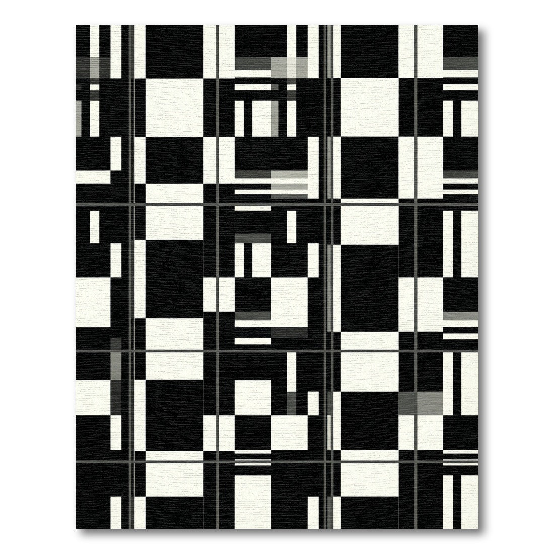 Monochromatic Geometric Grid Abstract Illusion Rug