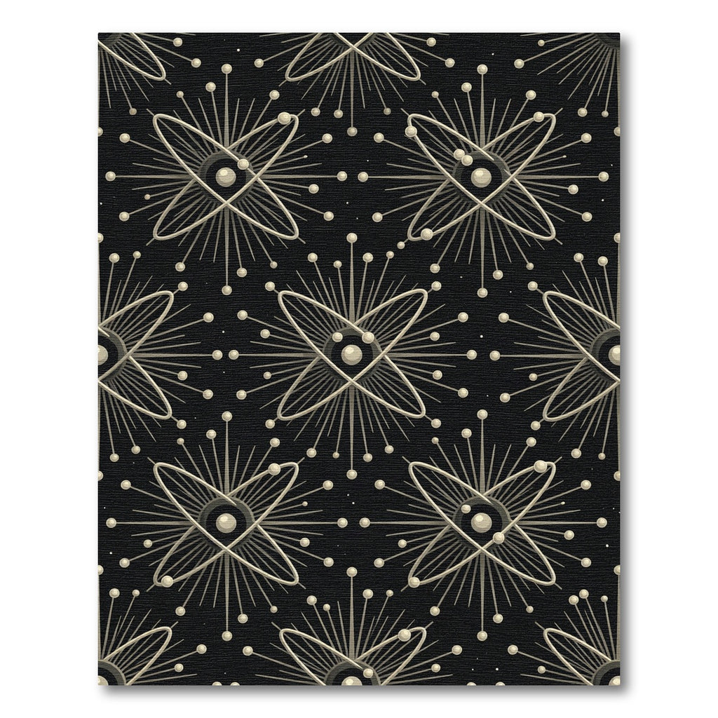 Black Atomic Burst Geometric Rug