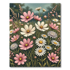 Soft Pastel Cosmos Wildflower Meadow Rug
