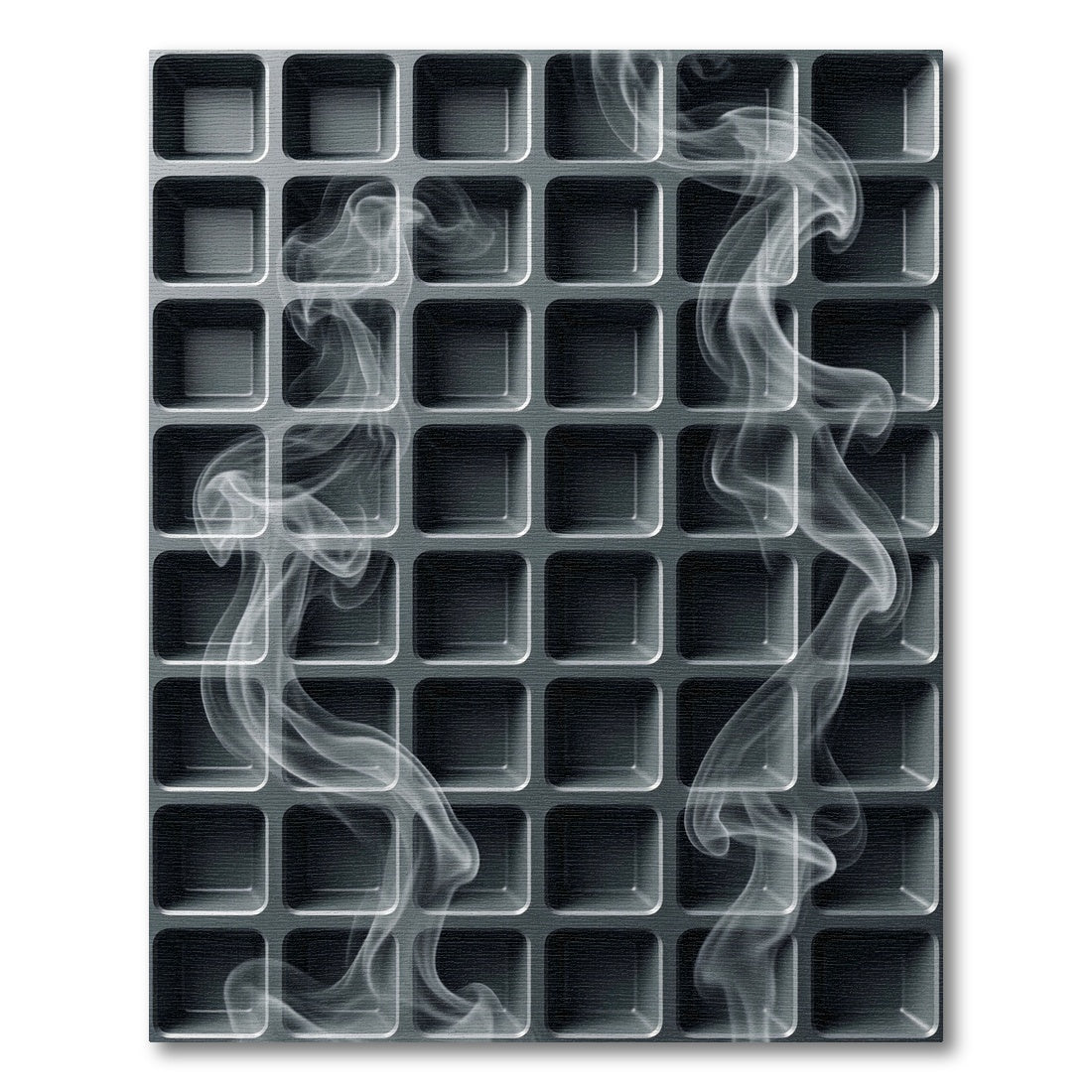 Monochromatic Gray Geometric Grid with Smoke Rug