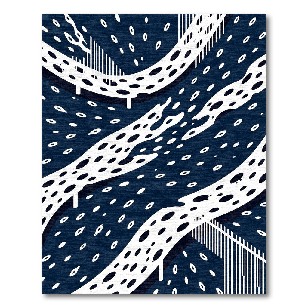 Abstract Midnight Blue Dotted Oceanic Flow Rug