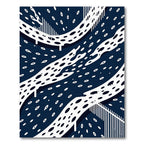 Abstract Midnight Blue Dotted Oceanic Flow Rug