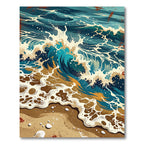 Turquoise And Gold Ocean Wave Rug