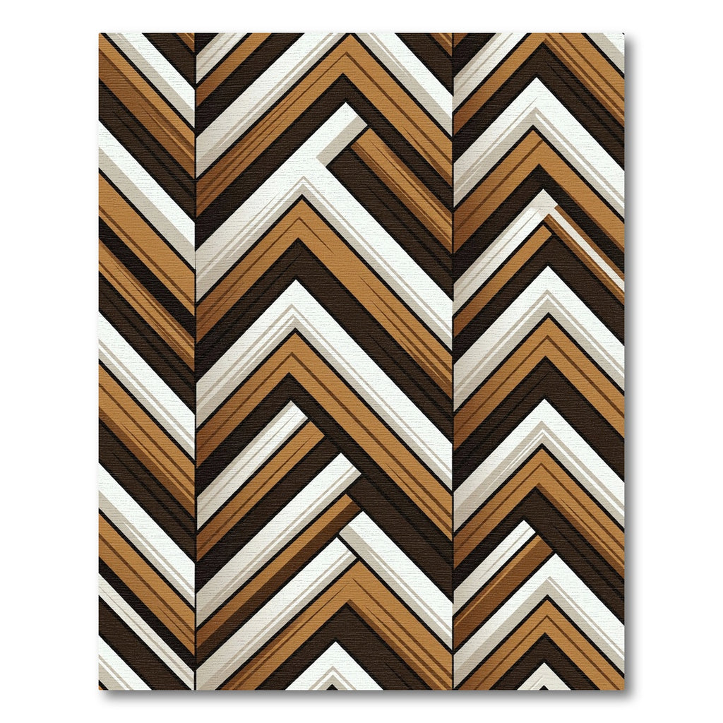 Modern Geometric Brown Chevron Herringbone Rug