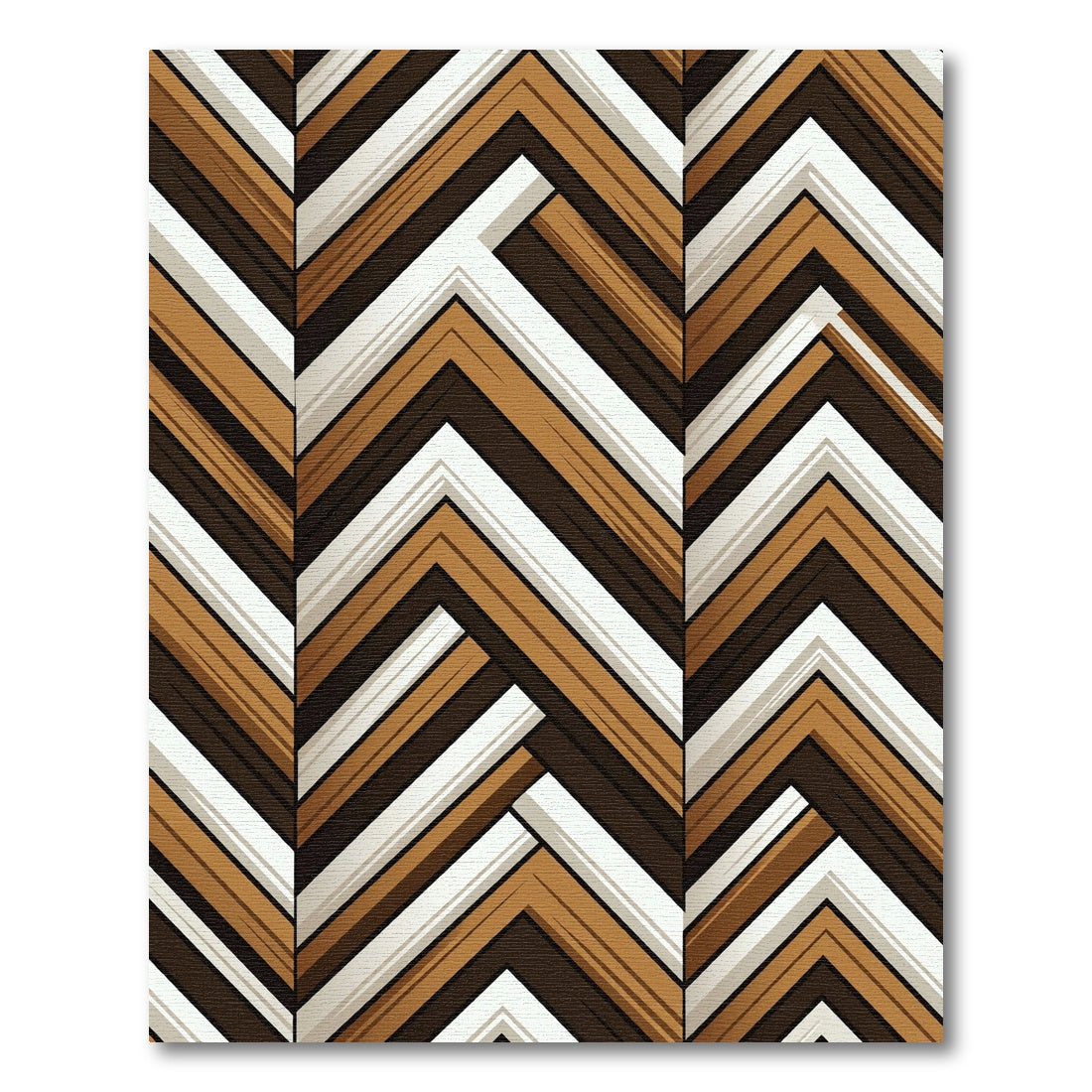 Modern Geometric Brown Chevron Herringbone Rug