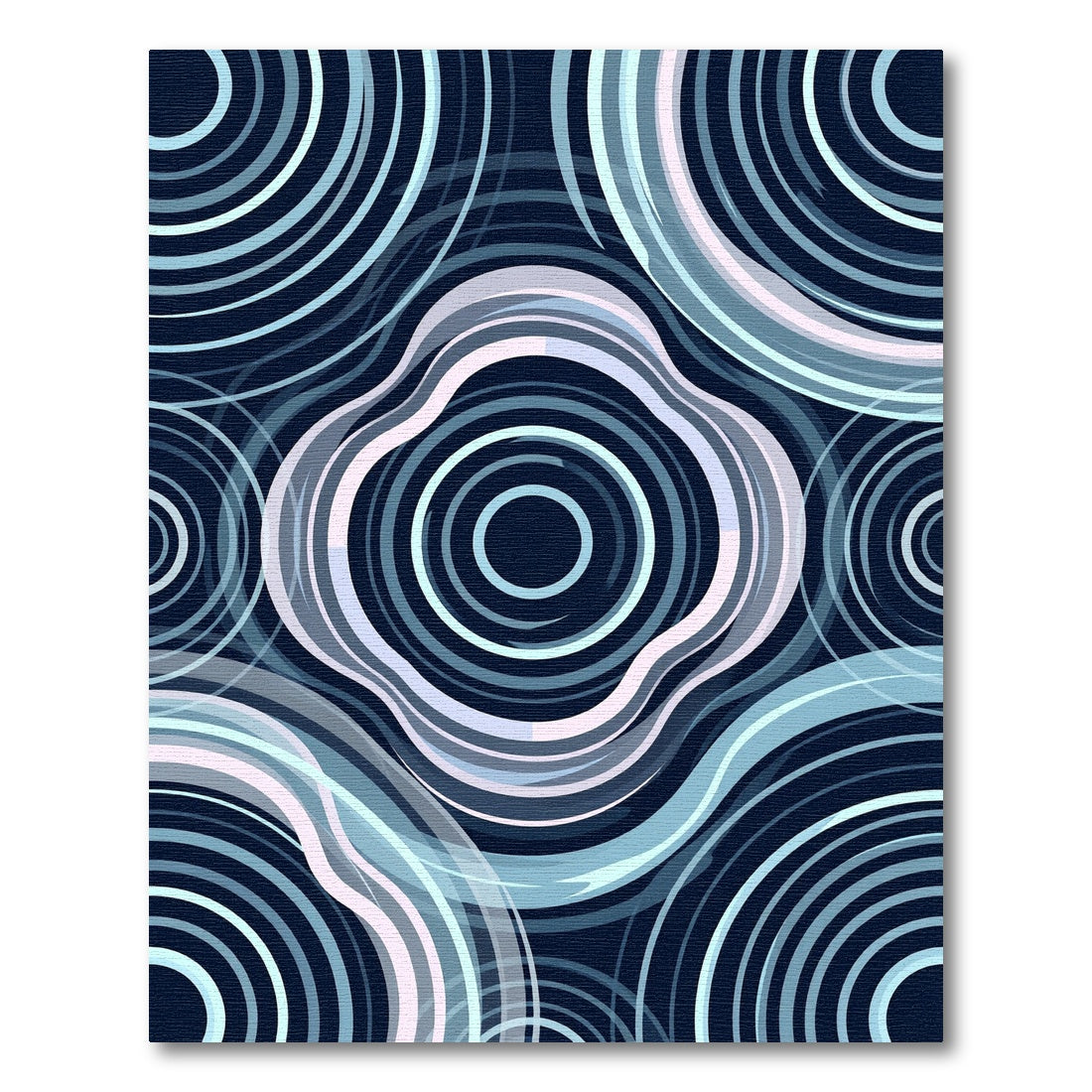 Deep Blue Abstract Ripple Rug
