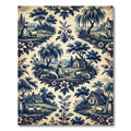 Blue Toile Pastoral Shepherdess Meadow Farmhouse Rug