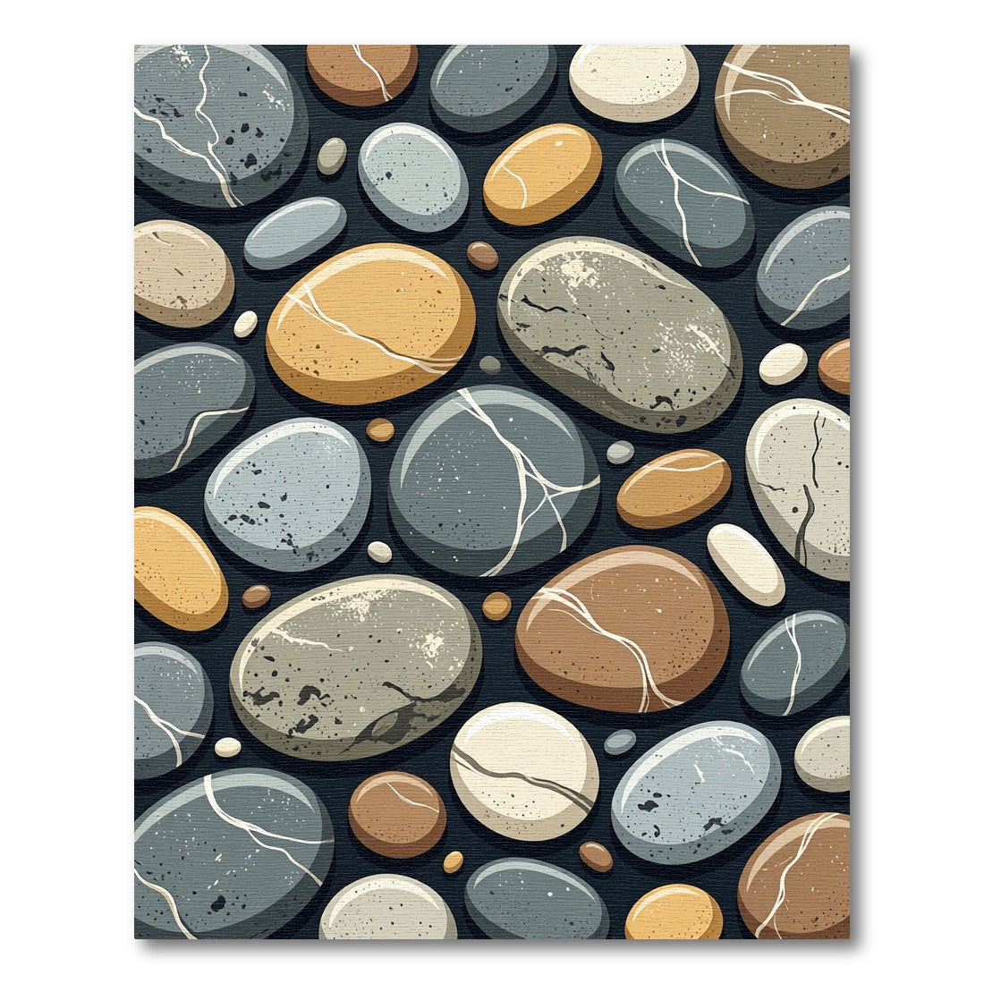 Earth Tone Smooth River Stone Rug