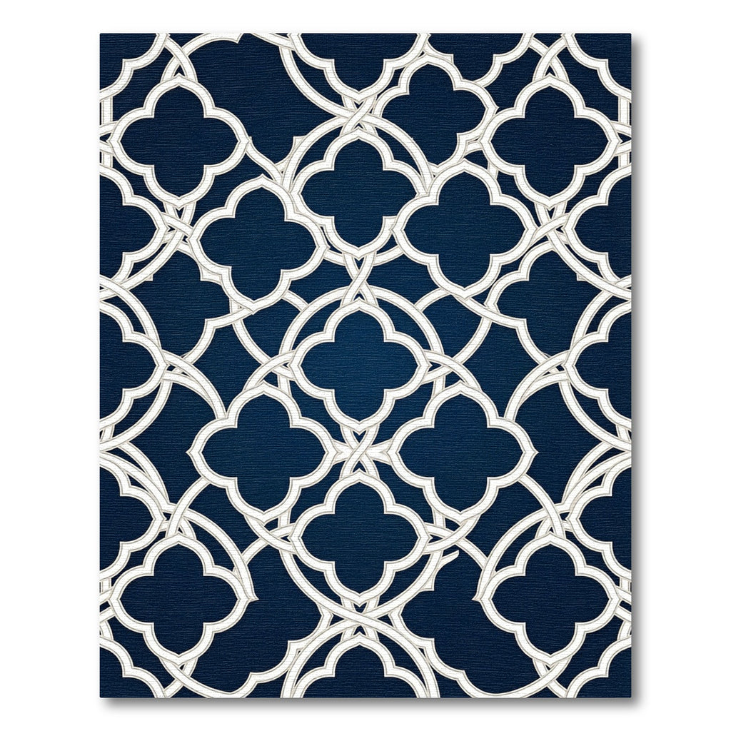 Elegant Navy Trellis Quatrefoil Decor Rug