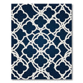 Elegant Navy Trellis Quatrefoil Decor Rug