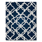 Elegant Navy Trellis Quatrefoil Decor Rug