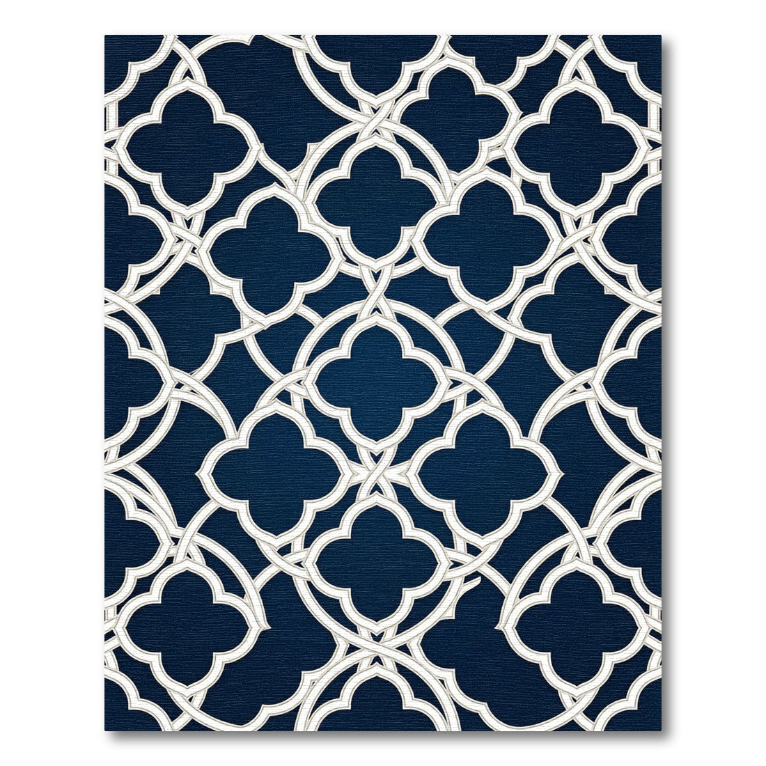 Elegant Navy Trellis Quatrefoil Decor Rug