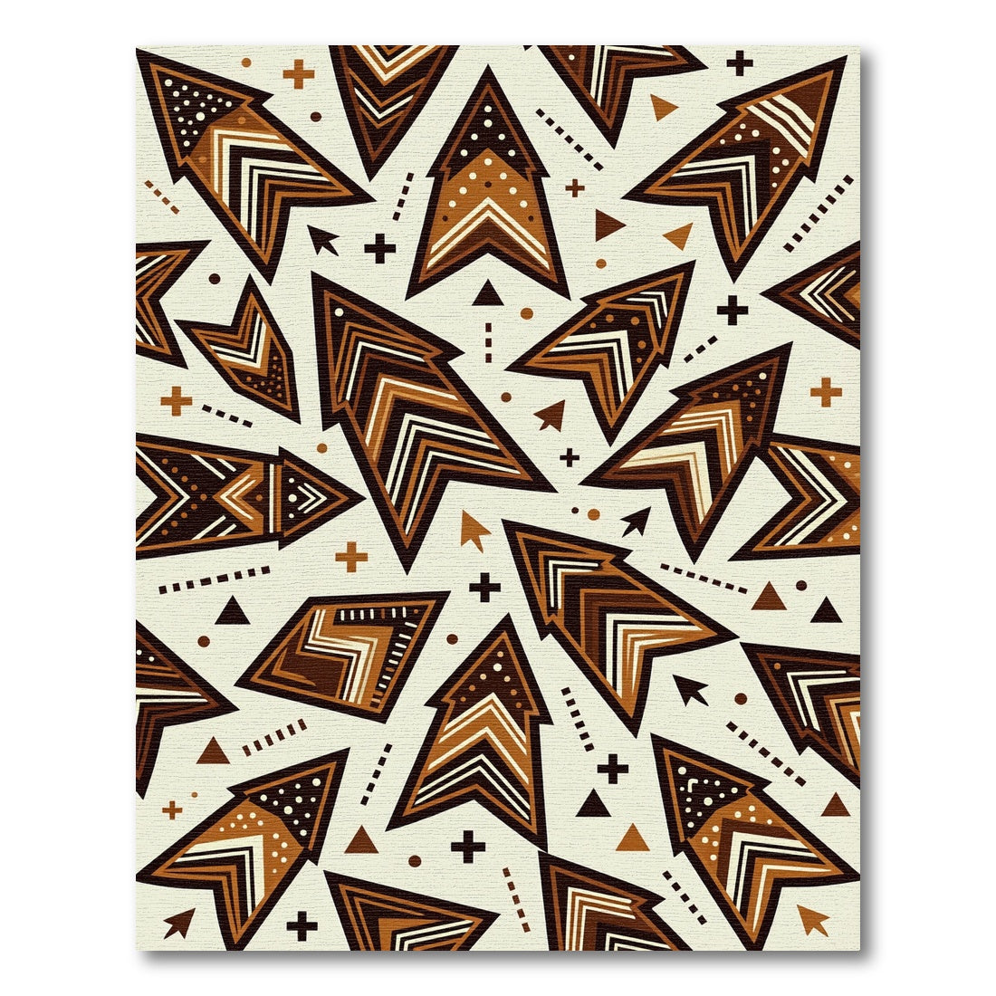 Abstract Earth Tone Geometric Arrow Composition Rug