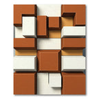 Terracotta White Geometric Block Rug