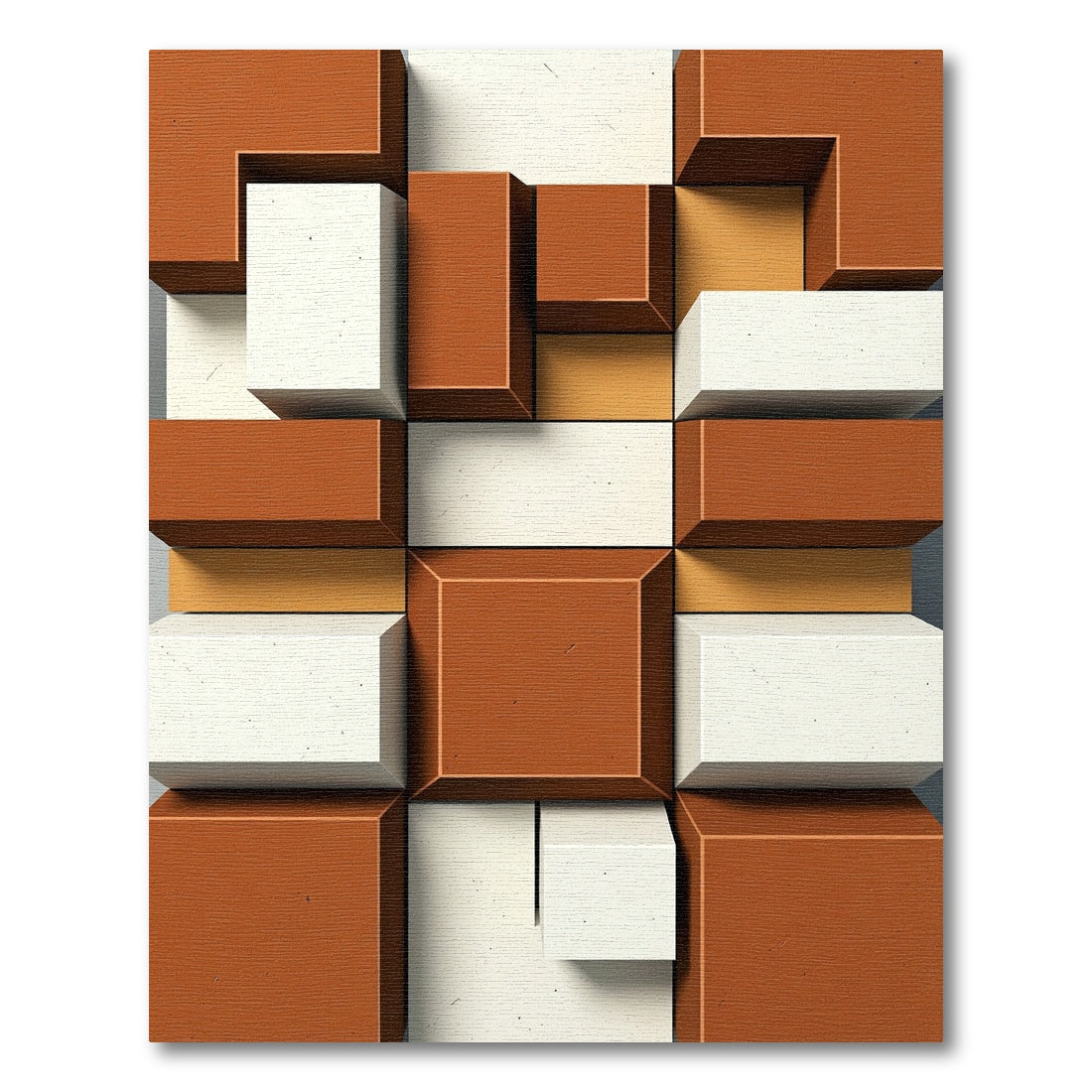 Terracotta White Geometric Block Rug