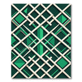 Modern Emerald Geometric Lattice Grid Rug