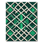 Modern Emerald Geometric Lattice Grid Rug