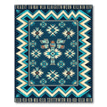 Geometric Navy Teal Southwestern Totem Art Rug