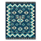 Geometric Navy Teal Southwestern Totem Art Rug