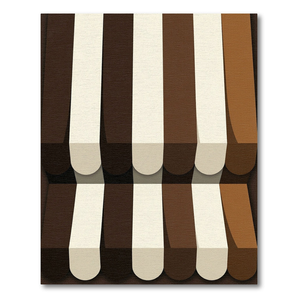 Contemporary Chocolate and Cream Vertical Stripe Rug
