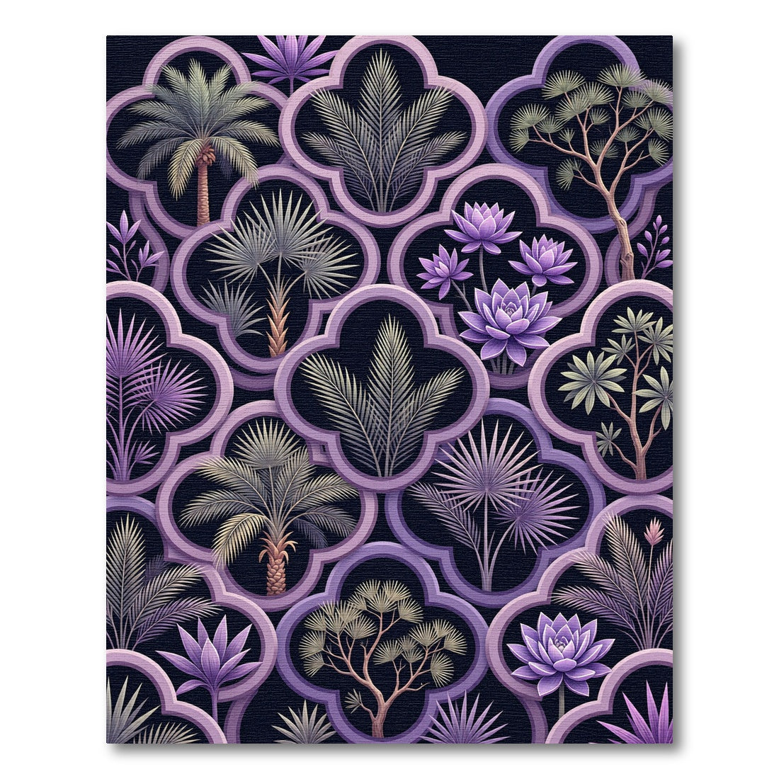 Purple Botanical Trellis Arrangement Rug