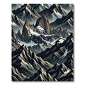 Dramatic Gray Mountain Peaks Rug