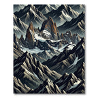 Dramatic Gray Mountain Peaks Rug