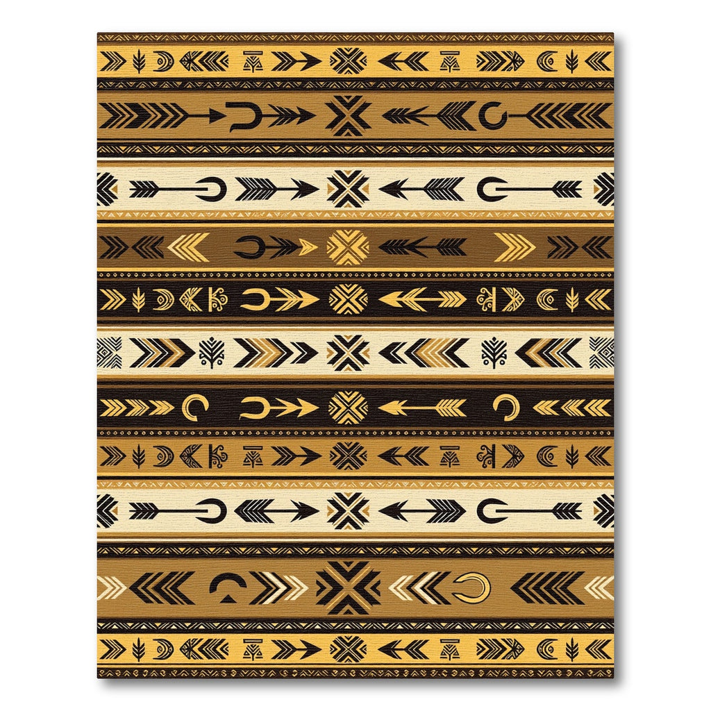 Earthy Golden Tribal Arrow Striped Rug